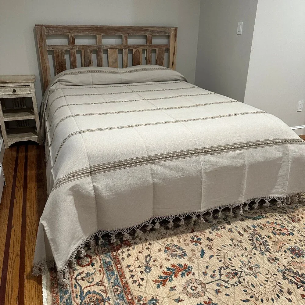 Queen Size Cotton Bedspread/Quilt. From Oaxaca Mex. Hand loom, Bed covers,